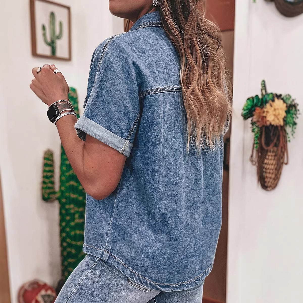 Chemise Femme Denim Boutonnée – Style Casual Chic
