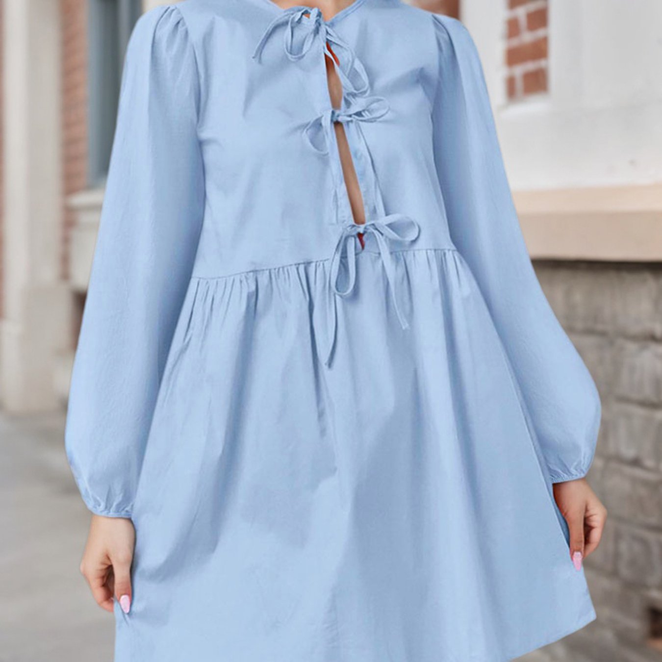 Robe courte femme manches bouffantes – coupe évasée élégante