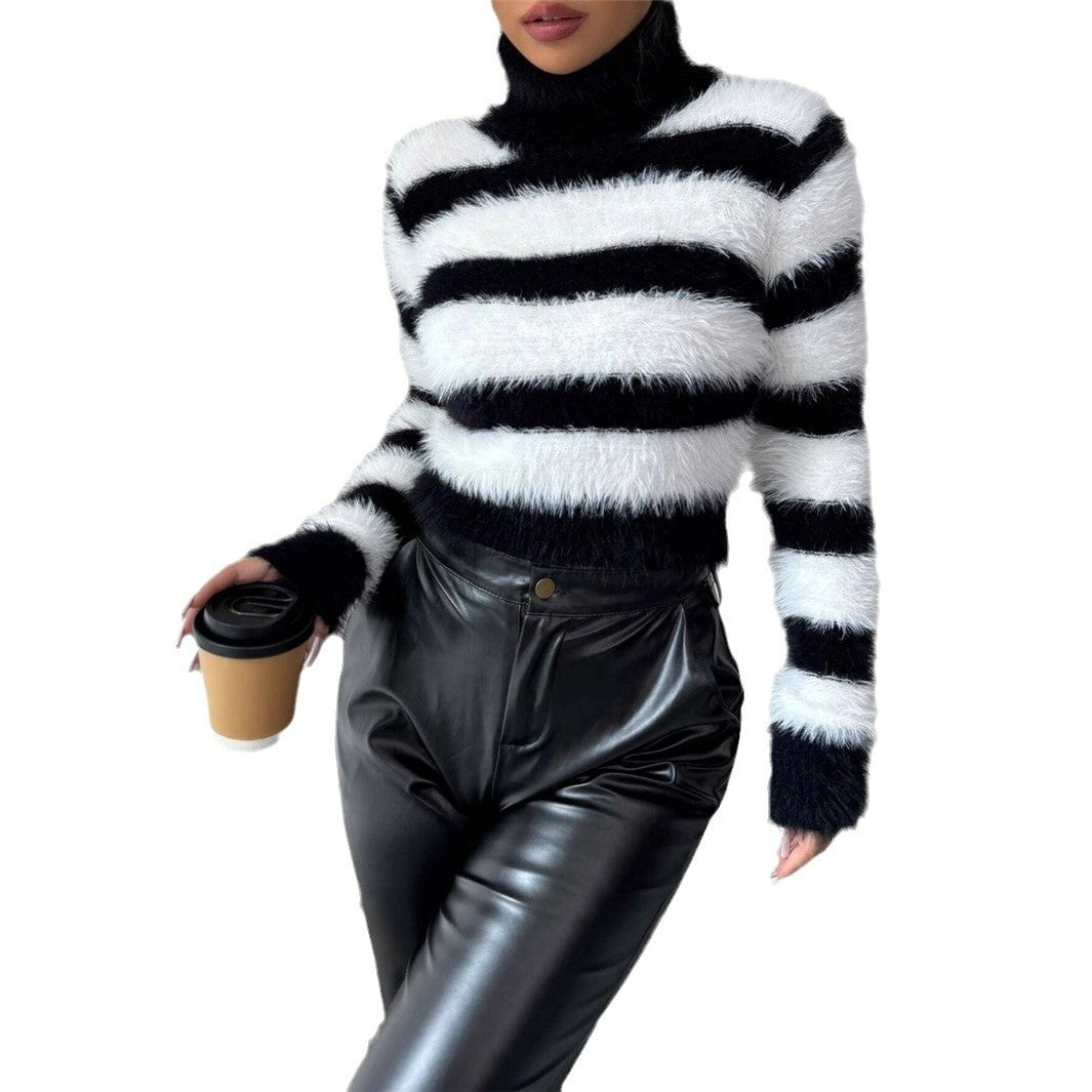 Pull femme rayé noir et blanc manches longues