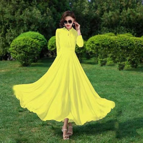 Robe Longue Fluide en Mousseline – Manches Longues & Style Bohème Chic